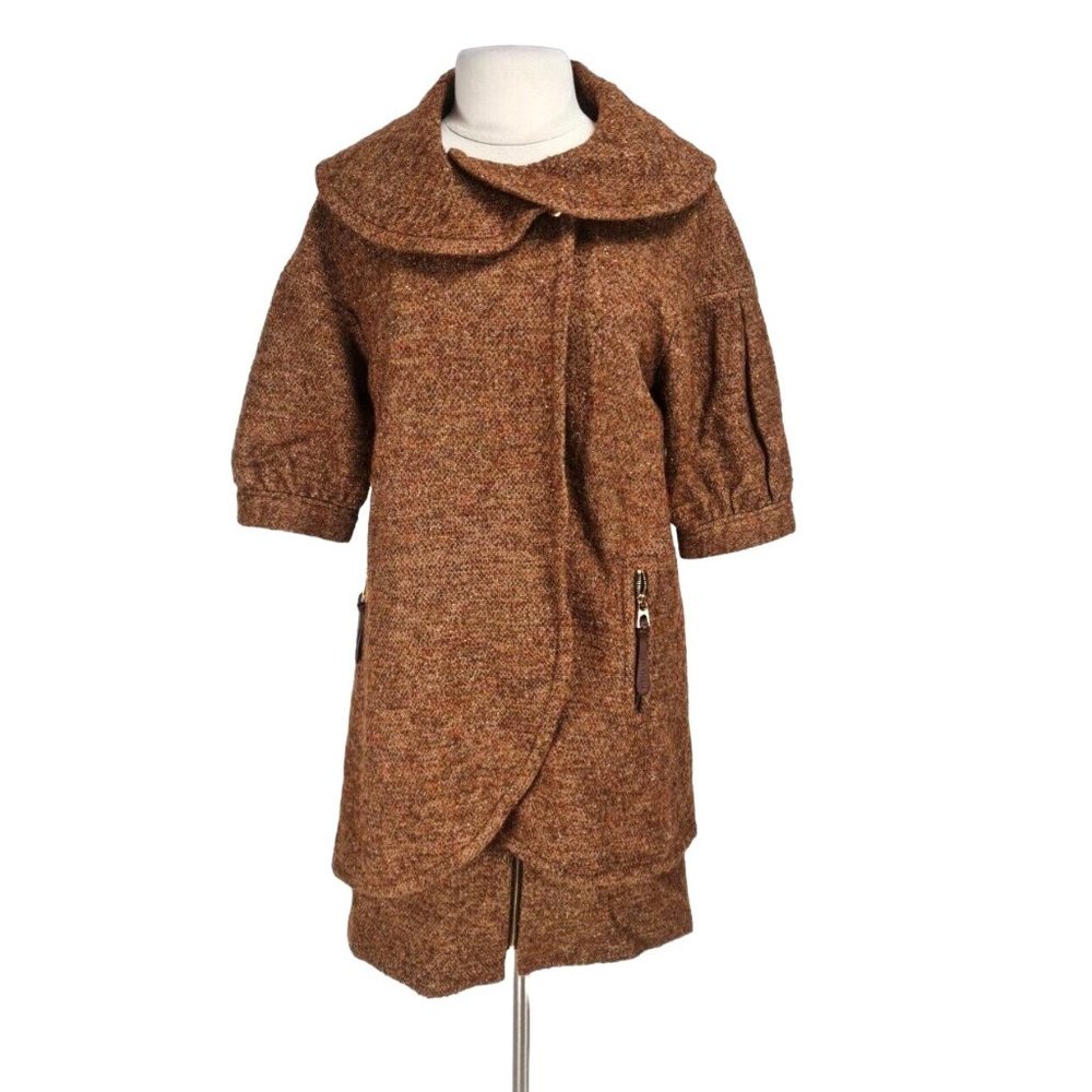 VITTADINI Womens Skirt Suit One Button Up Jacket Size 8 Brown Wool Blend  67A